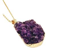 XFLSDHGD Irregular Geometric Primitive Crystal Tooth electroplated Gilt Pendant Necklace Couple Accessories Unisex