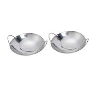 XFLSDHGD Kitchen inch with Steel Thicken Handle Fry Stainless Round Household Metal Shabu Portable Hot Double Cookware Cooking Tool Bottom Frying Wok Pot Pan/Silver*2Pcs/23 * 6.5Cm*2Pcs