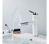 XFLSDHGD Kitchen Taps Bathroom Sink Tapscopper Pull Rotating Basin Washbasin Faucet Shampoo High and Cold Hot Water Black and White, Black Short,White Short,Faucet