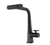 XFLSDHGD Matte Black Waterfall Kitchen Faucet with Temperature Display, Single Handle Kitchen Faucet with Pull Down Sprayer, Modern Kitchen Sink Three Water Outlet Modes