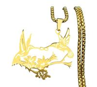 XFLSDHGD New 2026 Arrive Hummingbirds Sing Flower Love Necklace For Women Men Stainless Gold Color Animal Birds Lover Chain Necklaces Jewelry Fashion Trendy Accessories Creative Gift