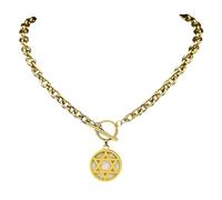 XFLSDHGD New 2026 Unisex Abalone Shell Jewish Pendant Necklace Bracelet Set For Women Men Stainless Steel Israel Amulet Choker Chain Jewelr Decoration Jewelry Luxury With You Accessories Trendy And