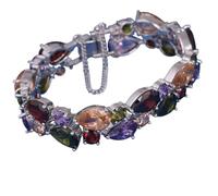XFLSDHGD New For Trendy 2025 Fashion Mona Lisa Bracelet Cubic Zirconia White Gold Color Filled Wedding Bracelets For Women Bridal Gift Jewelry Fashion Accessories Creative Gift