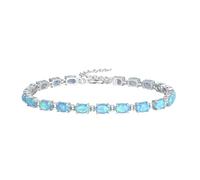 XFLSDHGD New For Trendy 2025 White Blue Pink Fire Opal Stone Chain Link Bracelet Silver Plated Black Gold Fine Strand Tennis Bracelets Jewelry Female Jewelry Fashion Accessories Creative Gift