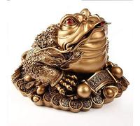 XFLSDHGD Sculpture Tabletop Chinese Money Coin Toad Figurine, Luck Fortune Three-Legged Golden Toad Wealth Golden Frog Tabletop Decoration, Ornaments for Office Decor,S