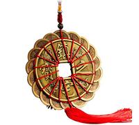 XFLSDHGD Sculpture Tabletop Five Emperors Money Pendant, Chinese Coins Brass Coins Pendant for Wealth and Success Ornaments, Protects s from Harmful Energies,45.9cm (Color : 48.3cm)