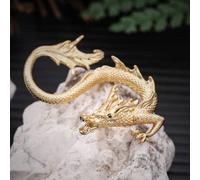 XFLSDHGD Solid Brass Golden Dragon Miniature Figurines,Copper Cast Zodiac Dragon Statue Crafts Collection Desktop Small Ornament Home Sand Table Decor Accessories Paperweight