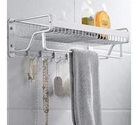XFLSDHGD Towel Rail Space Towel Rack Aluminum Towel Rack Storage Rack Smooth Rounded Corner Wall Towel Rack for Bathroom Kitchen, Single Bar with Hooks Silver/Sier/40Cm It's so kind of you