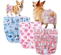 XFLYP 3 Pack Dog Nappies, Dog Diapers Reusable Washable Super Absorbent Adjustable Adjustable, Dog Period Heat Pants in Season for Female Pet Incontinence and Long Travels Pet Soft Dog Nappies (XS)