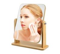 XFLYP 360° Rotation Portable Table Desk Countertop Bathroom Mirrors 18 X 13CM Shaving Make Up Mirror with Stand High Clear Rectangular Mirror Free Standing, Small