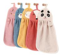 XFLYP 5 Pcs Coral Velvet Hand Towels, Quick-Drying Soft Towel, 36 * 23cm, 5 Colors