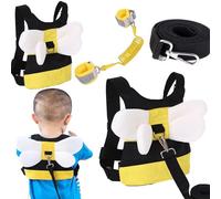 XFLYP Baby Reins, 3 in 1 Anti-Lost Toddler Reins with Lock and 1.5m Bungee Straps Link, Child & Toddler Safety Walking Harness with Butterfly Wings, Toddler Reins for Walking 1-3 Years(Yellow)