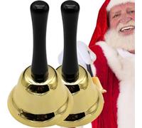 XFLYP Classic Hand Bell, Small Hand Bell Attention School Bell Metal Loud Call Hand Bell, Hand Held Bell Hand Bells Ring for Service, Counter Reception Bell, Christmas Decoration (2 PCS)