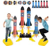 XFLYP Rocket Launcher, Rocket Toy Launcher with 6 Foam Rockets and 2-Powerful Foot Pumps for 3-12 Year Old Boys, Rockets Garden Games for Kids Gifts Outdoor Toys Garden Toys Boys