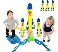 XFLYP Rocket Launcher with 3 Foam Rockets and 1-Powerful Foot Pumps for 3-12 Year Old Boys, Outdoor Toy for Garden Games