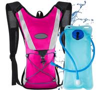 XFLYP Running Vest, Lightweight Hydration Backpack with 2L Water Bladder, Backpack Bicycle Bag Waterproof, Reflective, Tear Resistance for Running Outdoor Sports Trail Racing Marathon Hiking (Pink)