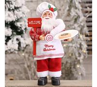 XFLYP Santa Claus Figurine, Father Christmas Standing Ornament, Holiday Statue, Ornament for Living Room, Desktop Decor, Fireplace, Parties, Gifts 12 Inch (Chef (without biscuits on a plate))