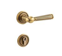 XFMZFUBD Indoor Split American-Style All-Copper Door Lock Retro Bedroom Silent Wooden Door Lock Pure Copper Magnetic Door Handle(French bronze brushed magnetic)