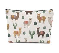 XFN Llama Gifts, Llama Makeup Bag, Cute Llama Stuff Cactus Cosmetic Bag Travel Pouch, Alpaca Llama Lovers Gift for Women Girls Daughter Sisters Best Friend Farm Animals Graduation Birthday Gifts,