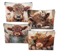 XFN Retro Mushroom Forest Animals Cat Gifts Easter Rabbit Raccoon Makeup Bag, Floral Butterfly Cosmetic Bag, Multicolor 0228, 9.6 x 6.5 inches