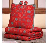 XFNWT 2-in-1 Reading Pillow Nap Blanket Set for Adults Unfolds into a Comfortable Throw Soft Bed Rest for Reading, Napping, Watching TV on Bed Sofa,Red-35 * 35cm