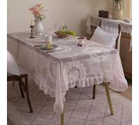 XFNWT Floral Lace Table Cover Delicate White Cotton Crochet Cloth, Vintage Style Small Rectangular Doily for Bedside Table, Party, Kitchen, Living Room Decor,Purple-140 * 140cm