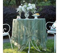 XFNWT Floral Lace Table Cover Delicate White Cotton Crochet Cloth, Vintage Style Small Rectangular Doily for Bedside Table, Party, Kitchen, Living Room Decor,Green-140 * 240cm