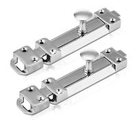 XFORT® 2 Pack Polished Chrome Door Bolt, Surface Mounted Sliding Door Lock, Durable Door Lock Bolts Ideal for Securing Internal Doors for Bedrooms, Bathrooms, Cupboards and Storage Units (100mm)