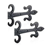 Xfort 264mm Black Antique Fleur De Lys Hinge Front, Cast Iron Gate Hinges 1 Pair