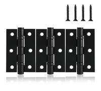 XFORT 3 Inch (75mm) Ball Bearing Door Hinges in Matt Black, Internal Door Hinges for Wooden Doors - 3 Pack