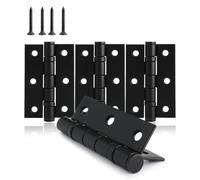 XFORT 3 Inch (75mm) Ball Bearing Door Hinges in Matt Black, Internal Door Hinges for Wooden Doors - 4 Pack