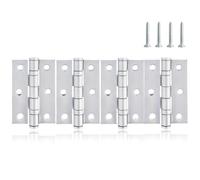 XFORT 3 Inch (75mm) Ball Bearing Door Hinges in Polished Chrome, Internal Door Hinges for Wooden Doors - 4 Pack