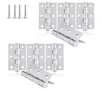 XFORT 3 Inch (75mm) Ball Bearing Door Hinges in Polished Chrome, Internal Door Hinges for Wooden Doors - 8 Pack
