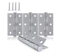 XFORT 3 Inch (75mm) Ball Bearing Door Hinges in Satin Chrome, Internal Door Hinges for Wooden Doors - 4 Pack