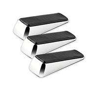 XFORT 3 Pack Door Wedge Polished Chrome, Door Jammer, Non-Slip Solid Rubber Grip with Anti-Scratch Surface Door Stopper, for Any Internal Door