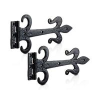 Xfort 310mm Black Antique Fleur De Lys Working Hinge, Cast Iron Gate Hinges 1 Pair