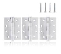 XFORT 4 Inch (100mm) Ball Bearing Door Hinges in Polished Chrome, Internal Door Hinges for Wooden Doors - 3 Pack