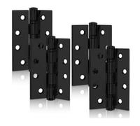 Xfort 4 Inch (100mm) Matt Black Ball Bearing Hinges, Steel Door Hinge For Wooden Doors (2 Pairs)