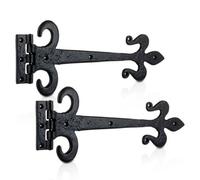 Xfort 410mm Black Antique Fleur De Lys Working Hinge, Cast Iron Gate Hinges 1 Pair