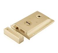 XFORT® 6"x 4" Brass Rim Sashlock, Door Lock with Latch, Resists Against Corrosion and Weather Damage, Ideal for External Gates Or Doors, Perfect for Keeping Children, Pets and Livestock Safe.