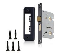 XFORT 65mm Mortice Bathroom Sashlock with Matt Black Faceplate, Internal Door Lock for Bathroom Door, Toilet Door Lock, Bathroom Mortice Lock