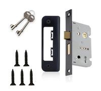 XFORT 65mm Mortice Sashlock with Matt Black Faceplate, Internal Door Lock for Bedroom Door, Mortice Door Lock with Key