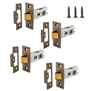 XFORT 75mm Tubular Latch with Matt Antique Brass Faceplate, Internal Door Latch for Doors, Tubular Mortice Latch - Pack of 4