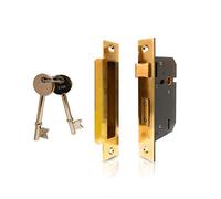 XFORT® 76mm 5 Lever Sash Lock Polished Brass, Door Lock, High Security Mortice Lock with Fully Enclosed Keep, Rotating Latch, Suitable for Internal and External Doors