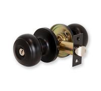 XFORT Bello Entrance Knob Set Matt Black, Door Knob With Lock For Internal Wooden Doors, Complete Set With Tubular Latch And 3 Keys