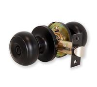 XFORT Bello Privacy Knob Set Matt Black, Keyless Door Knob with Lock for Internal Wooden Bathroom Doors, Complete Set with Tubular Latch