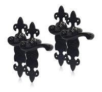 Xfort Black Antique Fleur De Lys Lever Door Handles, 2 Pair