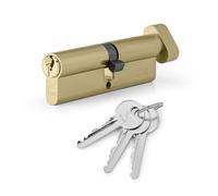XFORT Brass 40/50T Thumb Turn Euro Cylinder Lock (90mm), UPVC Door Lock, 6 Pin Cylinder Lock with Key and Thumbturn, PVC Door Lock, Euro Lock Cylinder, Barrel Lock for Front Door or Internal Door