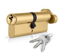 XFORT® Brass 50T/50 Thumb Turn Euro Cylinder Lock (100mm), Euro Door Barrel Lock with 3 Keys, Anti-Bump, Anti-Drill, Anti-Pick Door Lock with Key, High Security for Wooden, UPVC and Composite Doors.