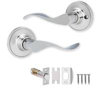 XFORT Cabriole Passage Knob Set Polished Chrome, Door Knob for Internal Wooden Doors, Complete Set with Tubular Latch